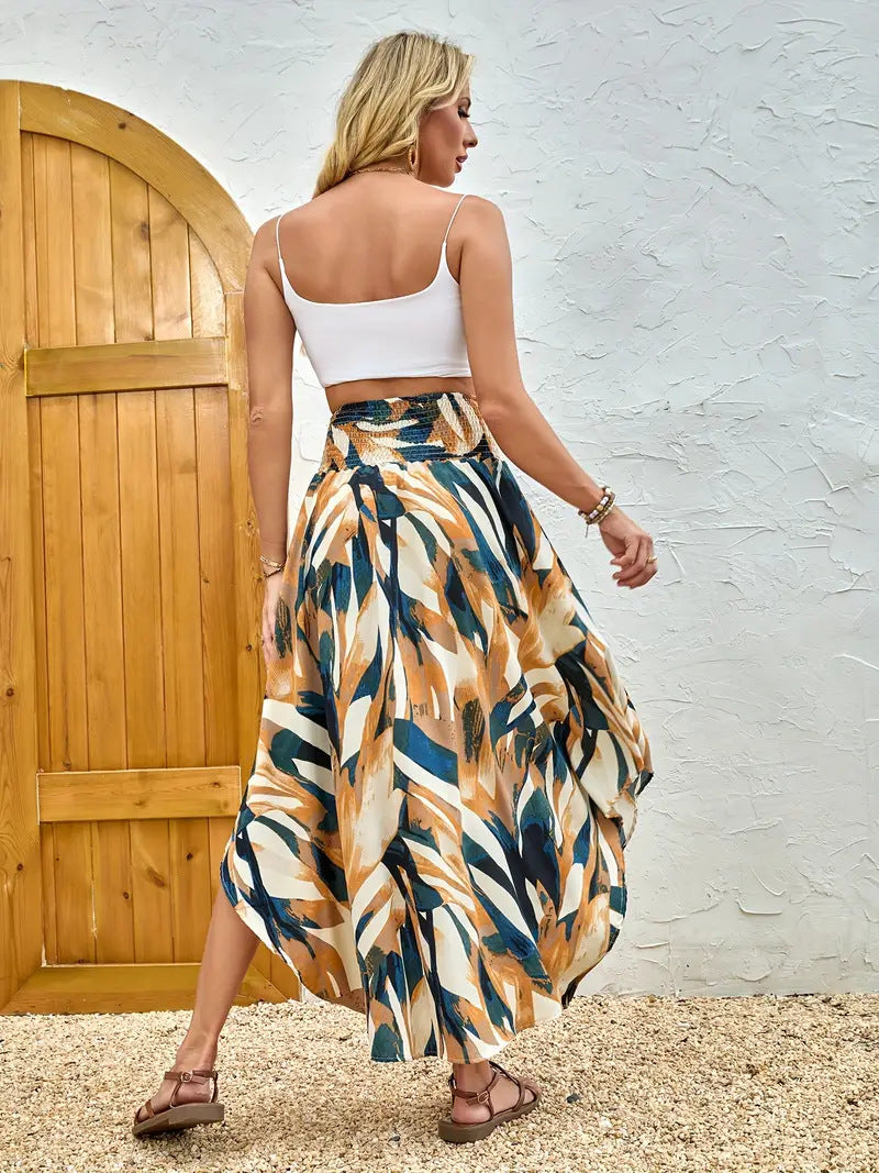 Damen Eleganter Maxirock mit modernem Chevron-Muster Drune