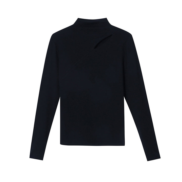 Damen elegantes Oberteil mit asymmetrischem Ausschnitt und langen Ärmeln Drune