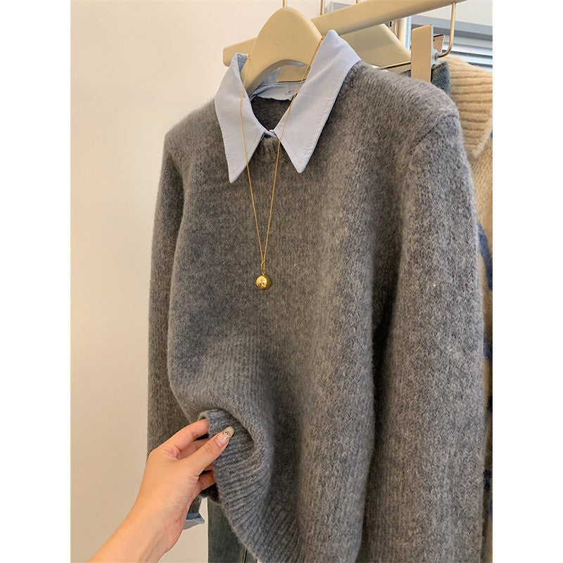 Damen Strickpullover mit stylischem Hemdkragen und modernem Schnitt Drune