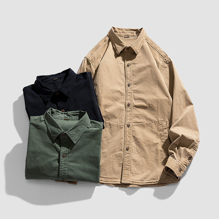 Herren Leichtes Canvas‑Workshirtjacke mit relaxed Fit und großen Eingrifftaschen Drune