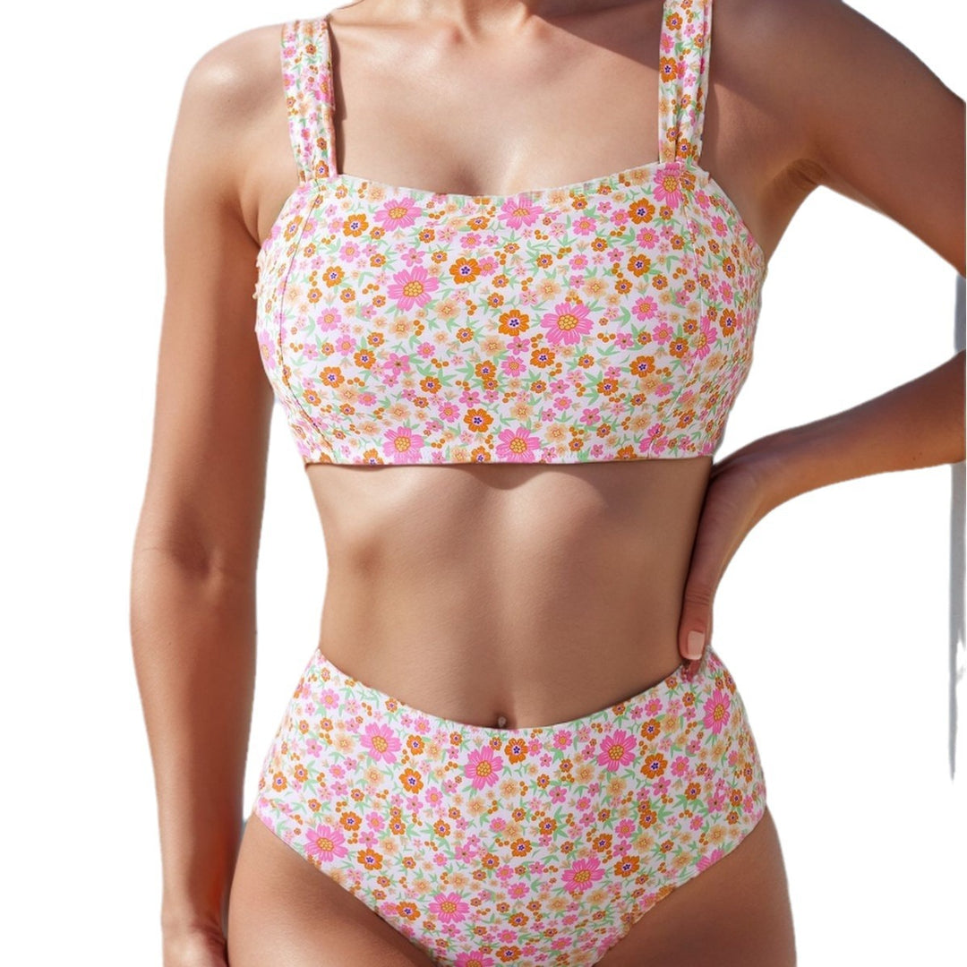 Damen Hochgeschnittener Tankini mit floralen Mustern Drune