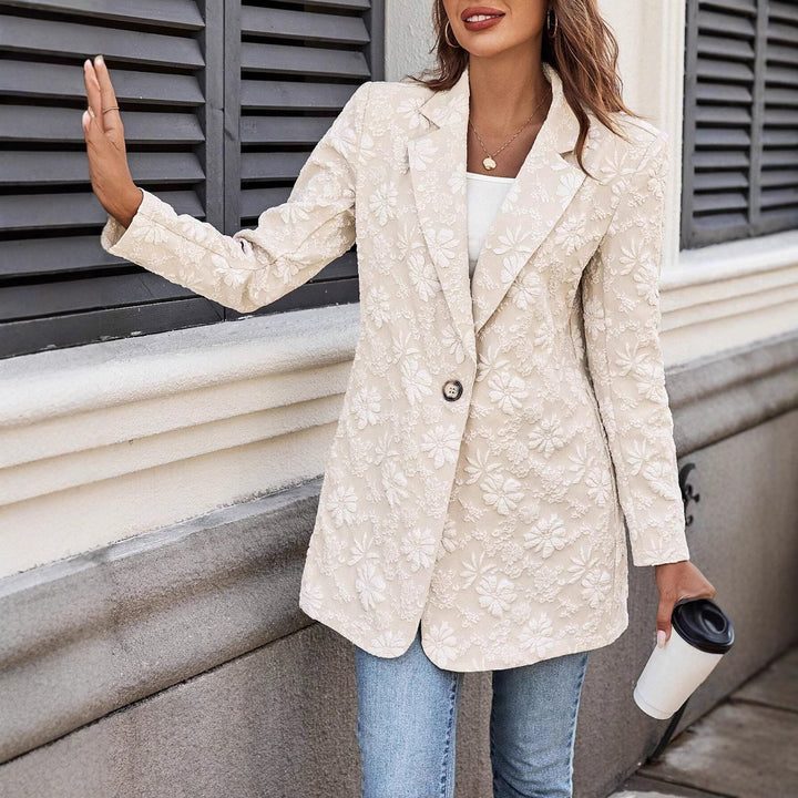 Damen Elegante Blazerjacke mit floralem Stickdesign Drune