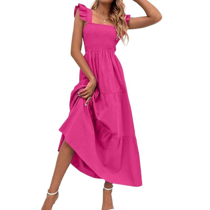 Damen Maxikleid mit Rüschendetails und schmalem Tailleneinsatz Drune