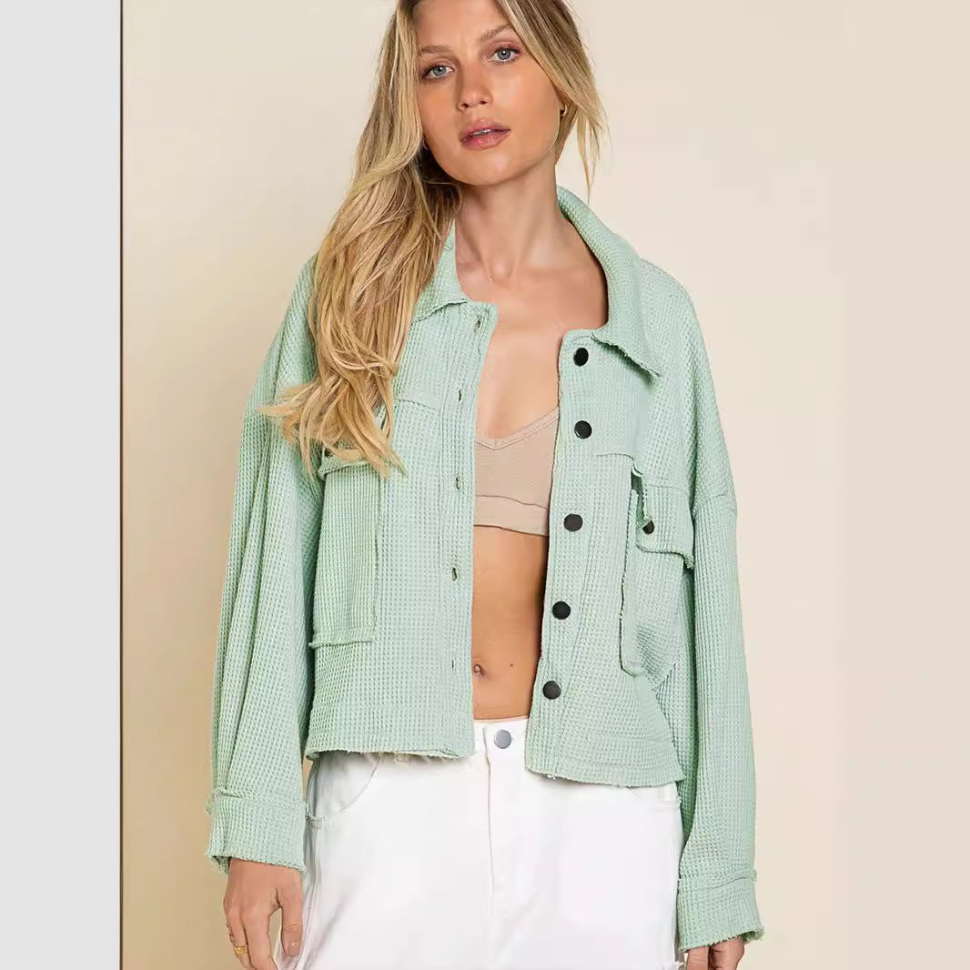 Damen gemütliche Waffle-Jacke Drune