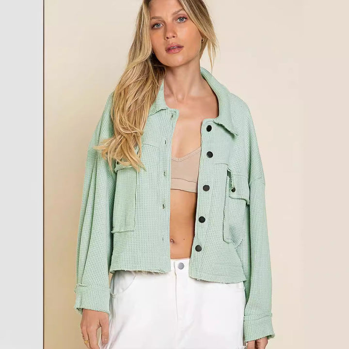 Damen gemütliche Waffle-Jacke Drune