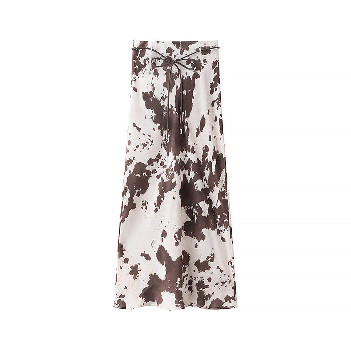 Damen Oversize-Hemdbluse mit Kuhflecken-Print, verdeckter Knopfleiste und weitem Schnitt Drune