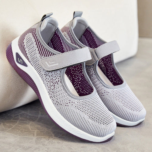 Damen Sportliche Sneakers mit Klettverschluss und atmungsaktiver Netzstruktur Drune