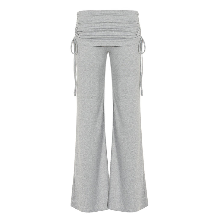 Damen Palazzo-Loungehose mit Raffung-Umschlagbund und Komfortstretch Drune