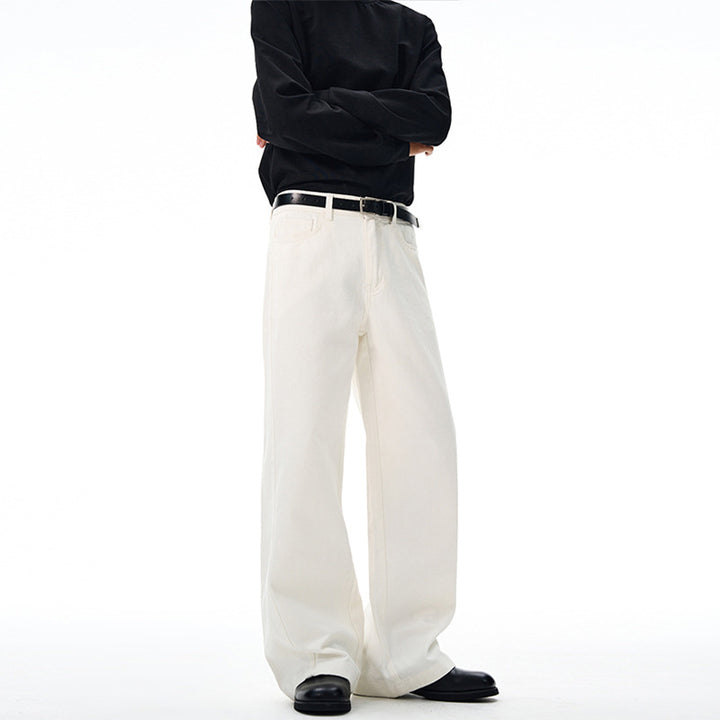 Herren Extraweite Baumwoll-Twill-Hose mit hoher Bundhöhe und extra weitem Bein Drune