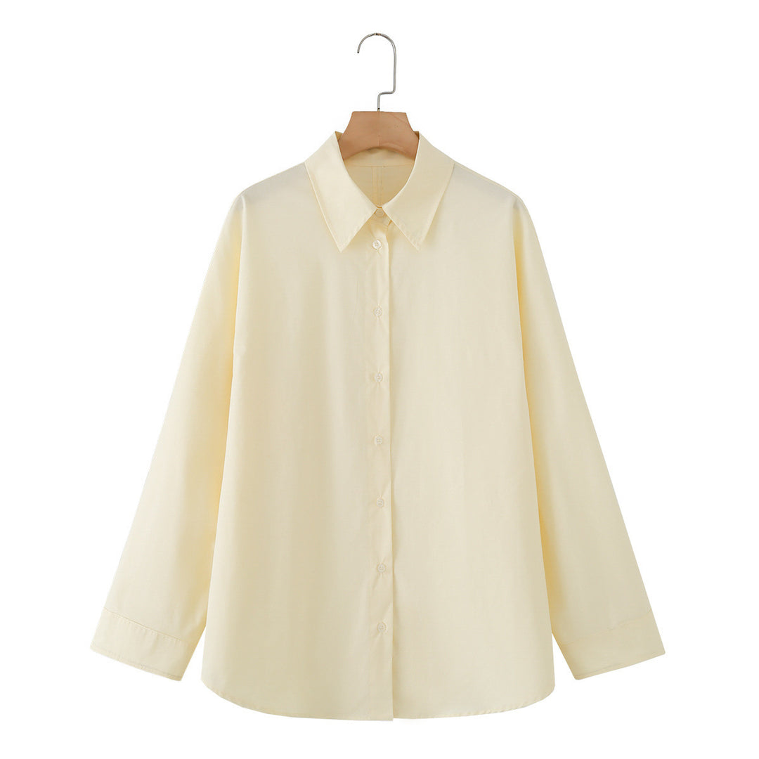 Damen Oversize-Hemdbluse mit Kentkragen und verdeckter Knopfleiste Drune