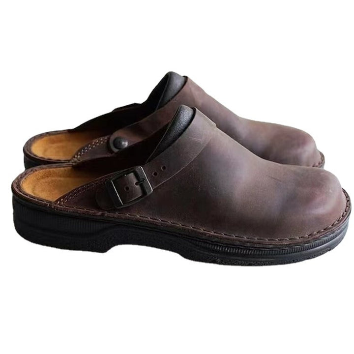Herren Geschlossene Leder‑Clogs mit verstellbarem Riemen und gepolstertem Komfortfußbett Drune
