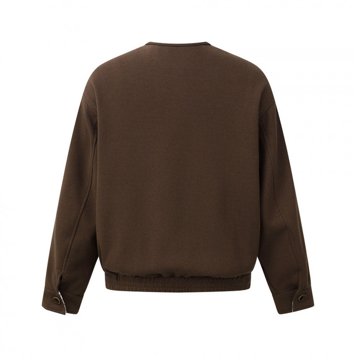 Herren Kurzjacke ohne Kragen mit gestreiftem Innenfutter und elastischem Saum Drune