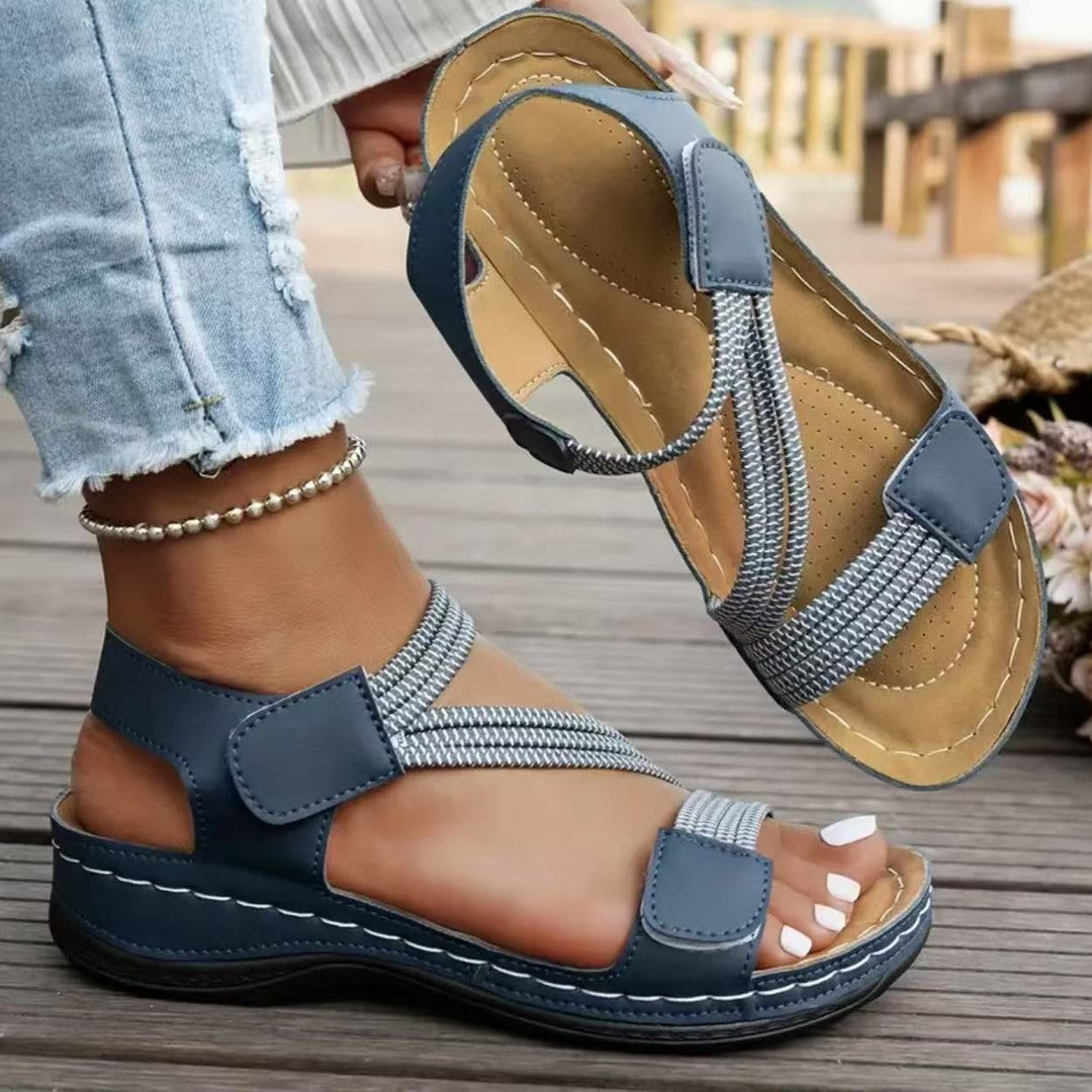 Damen Komfortable Sandalen mit verstellbaren Riemen und ergonomischem Fußbett Drune