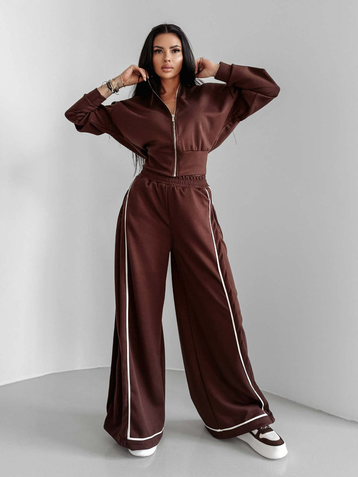 Damen lässiger Sportanzug mit weitem Schnitt und praktischen Taschen