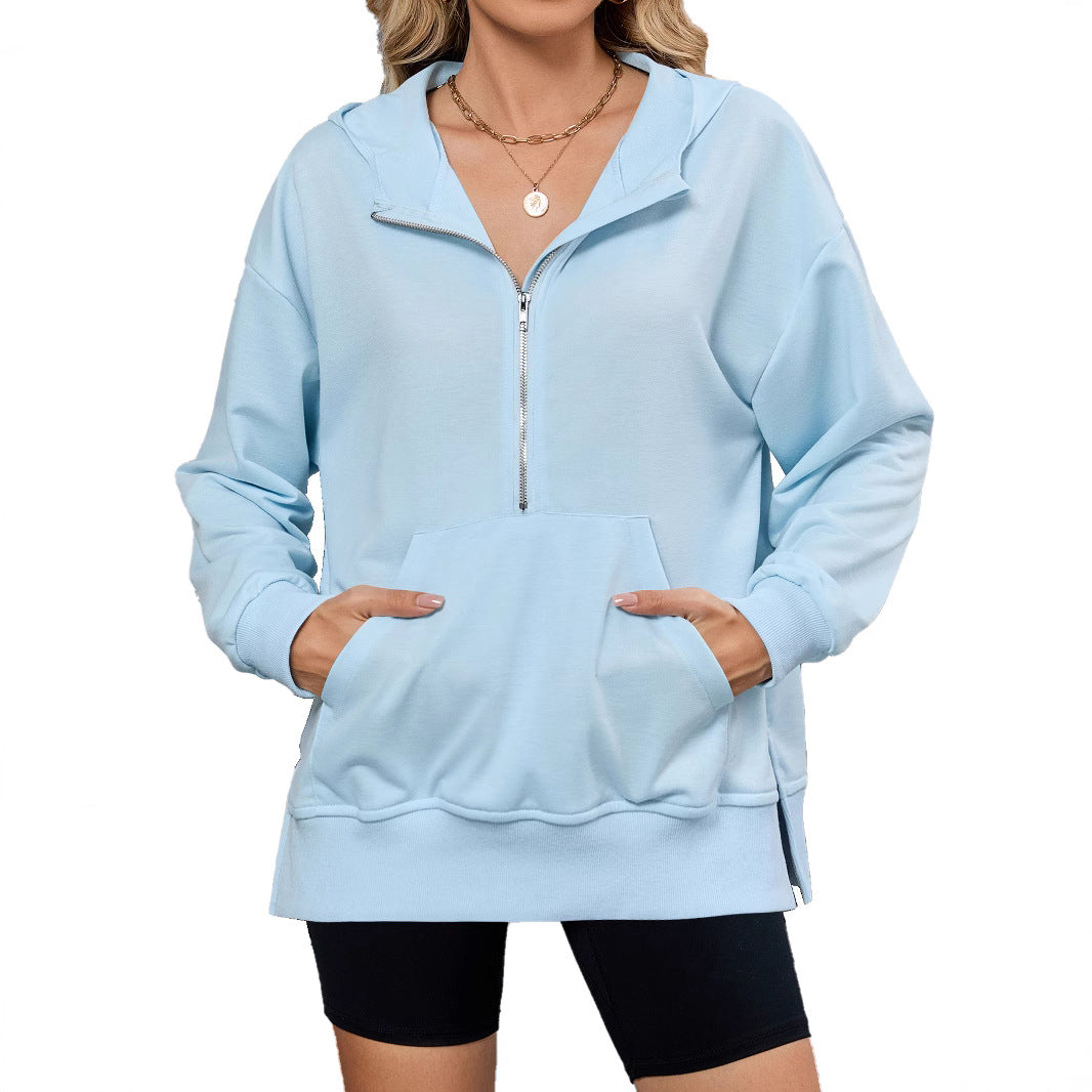 Damen Kapuzenpullover mit durchgehendem Reißverschluss und Taschen Drune