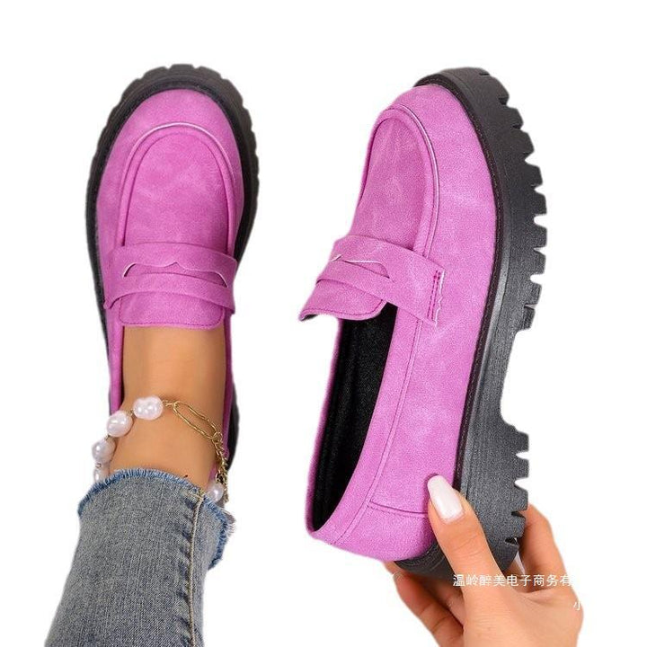 Damen nan robuste Plateau-Loafer mit profilstarker Gummilaufsohle und dekorativem Sattelriemen Drune