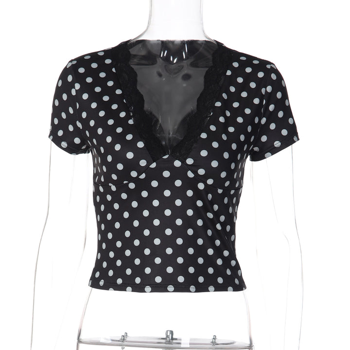 Damen Polka-Dots Spitzenoberteil Drune
