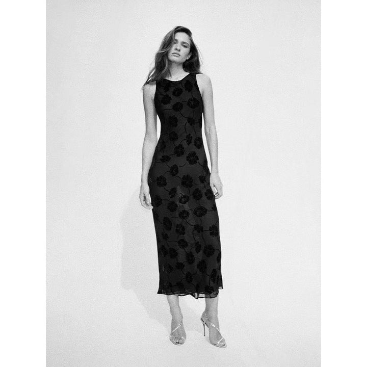 Damen Maxi-Kleid mit floralem Spitzenmuster und elegantem, schwingendem Saum Drune