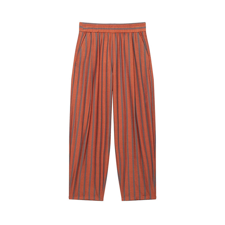 Damen Culotte-Hose mit weitem Bein, elastischem Bund und vertikalen Streifen Drune