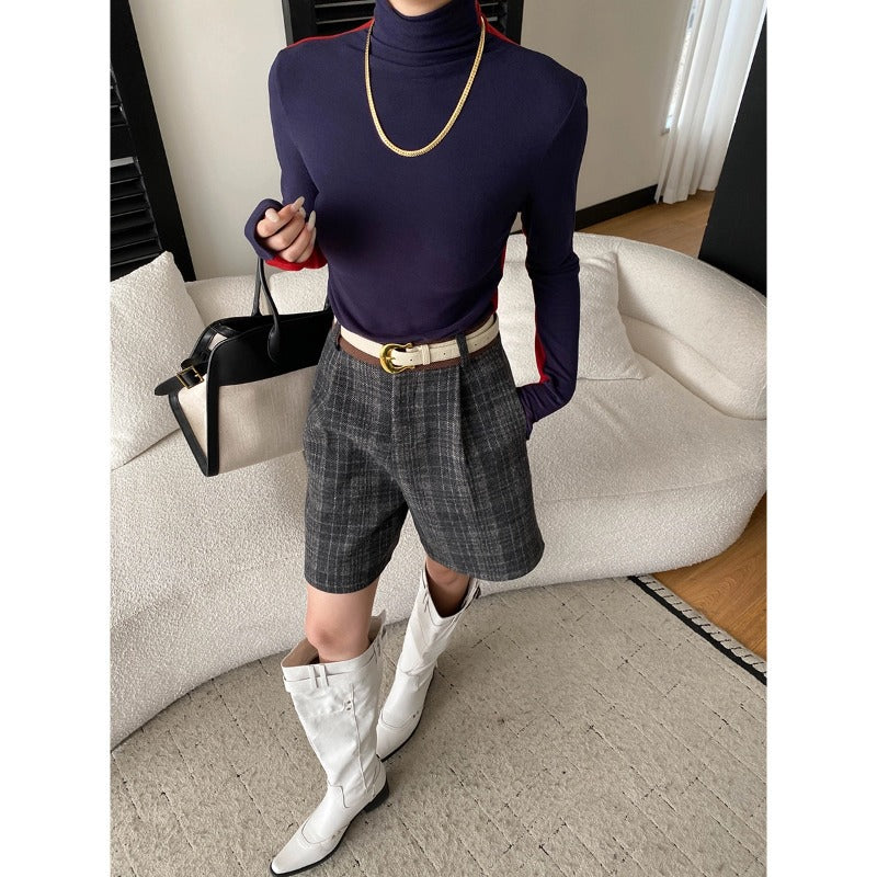 Damen komfortabler Rollkragenpullover aus feinem Material Drune