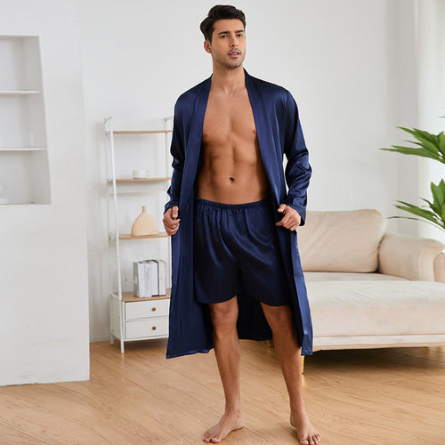 Herren Satin Morgenmantel mit luxuriösem Finish und praktischen Taschen Drune