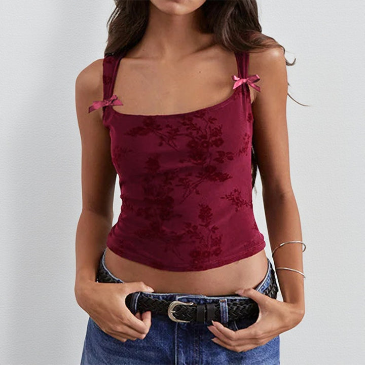 Damen Blumendesign Crop-Top Drune