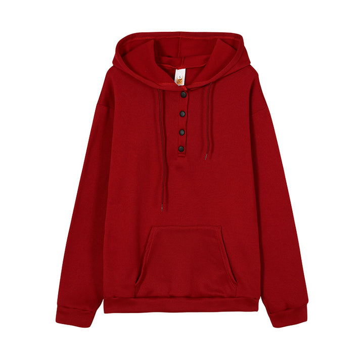 Damen Kapuzenpullover mit Knopfdetails und praktischer Kängurutasche Drune