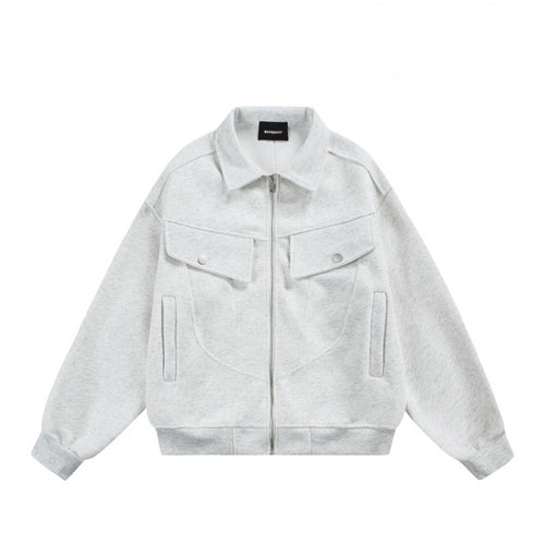 Unisex Zip-Sweatjacke mit aufgesetzten Brustklappen und geripptem Saum Drune