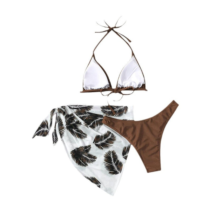 Damen Triangel-Bikini mit verstellbaren Trägern und floralem Sarong Drune