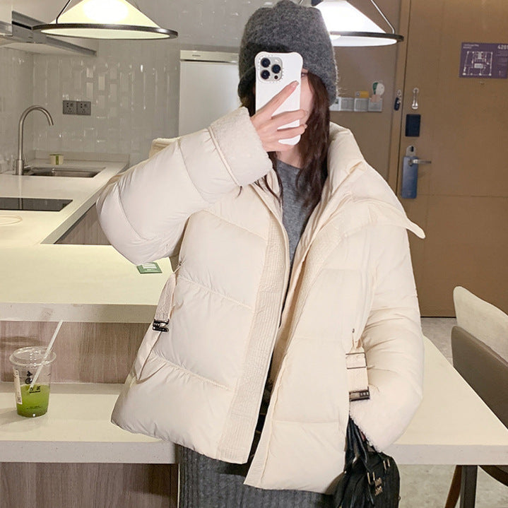 Damen Stylische und warme Pufferjacke mit hohem Kragen und praktischen Taschen Drune