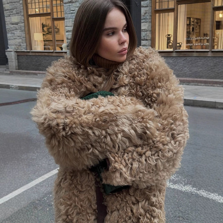 Damen Kurzjacke aus lockigem Teddy-Kunstfell mit Oversize-Schnitt Drune