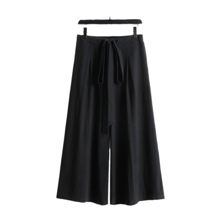 Damen Palazzo-Culotte mit elastischem Bund und Bindegürtel Drune