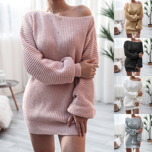 Damen Oversized Strickpullover mit schulterfreiem Design Drune