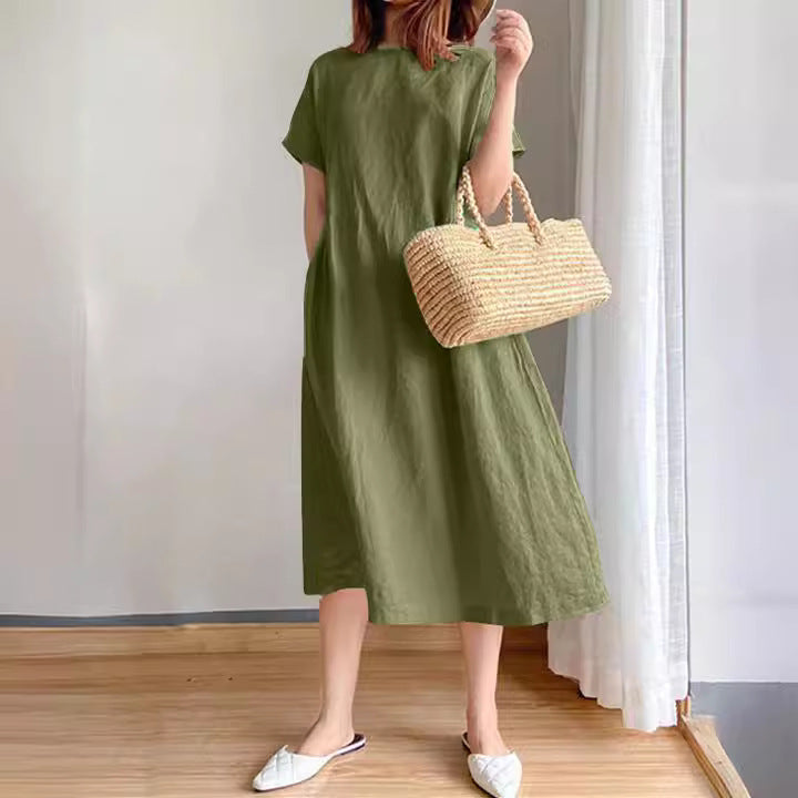 Damen Leichtes und vielseitiges Sommerkleid mit Taschen Drune