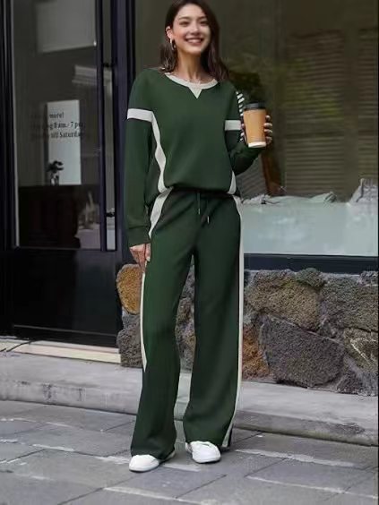 Damen nan sportives Lounge-Set mit weitem Sweatshirt, Palazzohose und seitlichen Kontraststreifen Drune