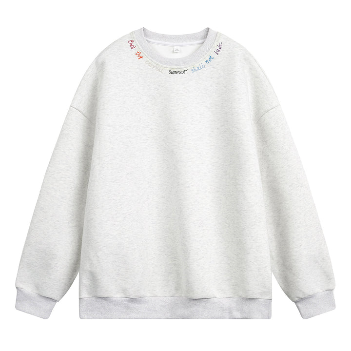 Unisex Oversize Sweatshirt mit bunter Halsstickerei und schwerer French‑Terry‑Qualität Drune