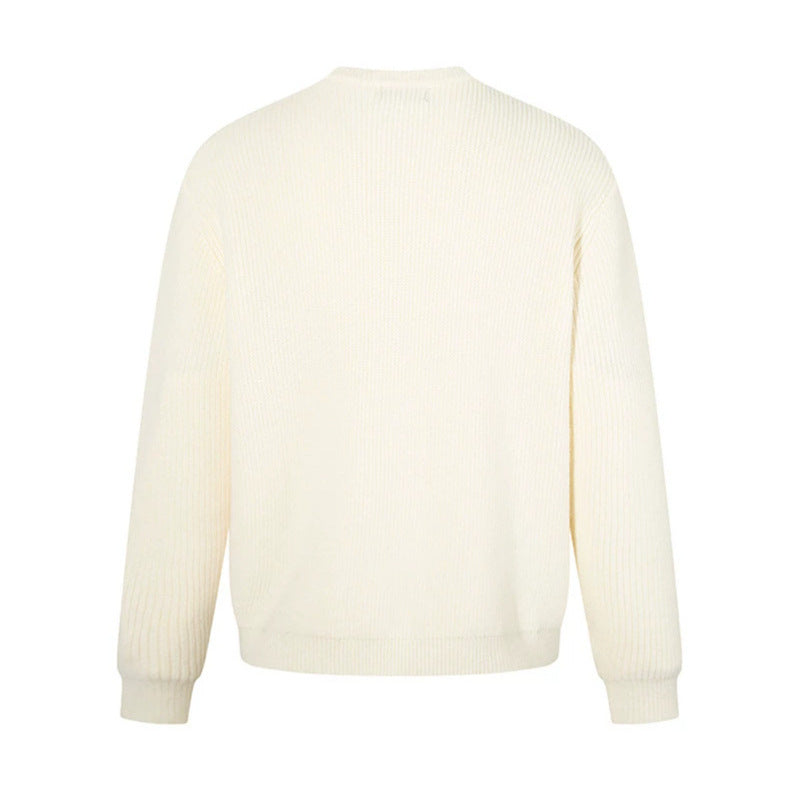 Herren Feinstrickpullover mit Rundhalsausschnitt und geripptem Strukturstrick Drune