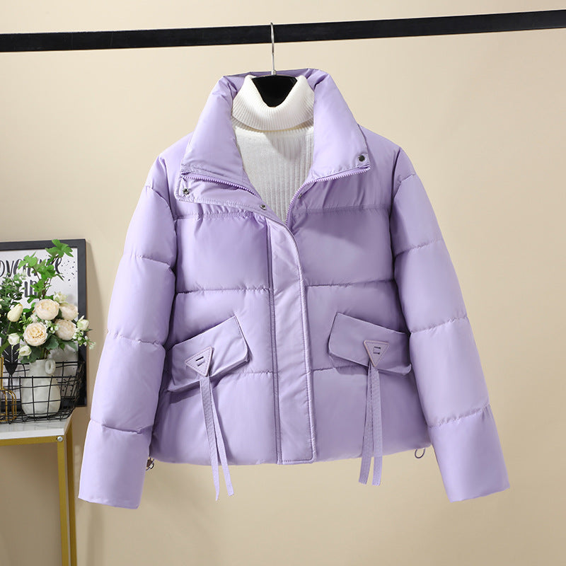 Damen Kurzgeknöpfte Steppjacke mit hohem Kragen und seitlichen Taschen Drune