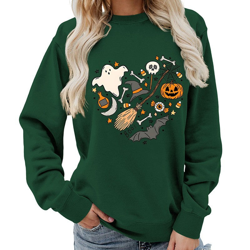 Damen Halloween Sweatshirt mit kreativem Motiv Drune