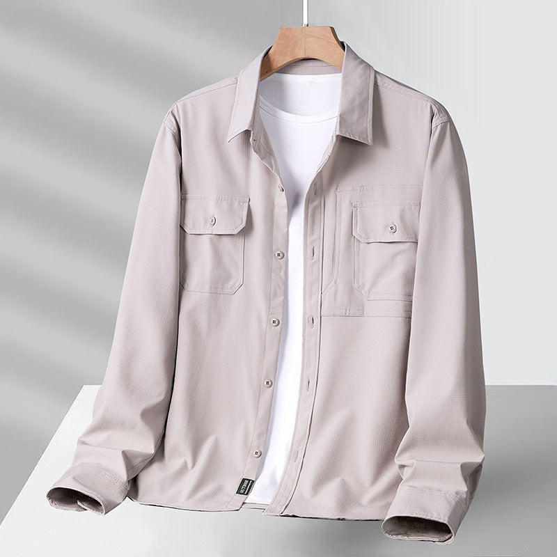 Herren nan strukturiertes Overshirt aus atmungsaktivem Ripstop mit zwei Klappbrusttaschen Drune