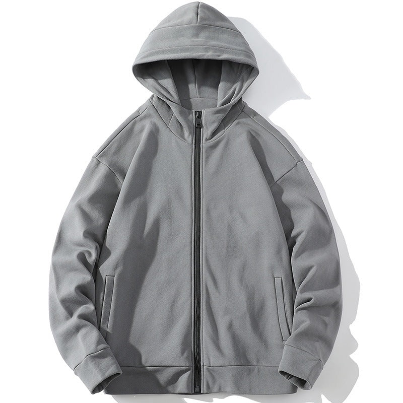 Unisex Oversize Kapuzen-Zipjacke aus weichem Fleece mit durchgehendem Reißverschluss und Eingrifftaschen Drune