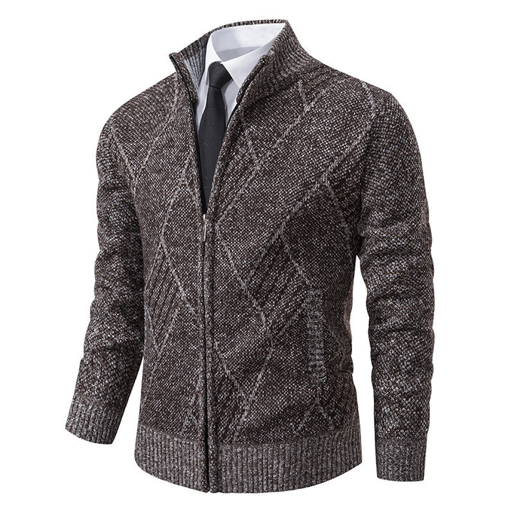 Herren Strickjacke mit modernem Zopfdesign und praktischem Reißverschluss Drune