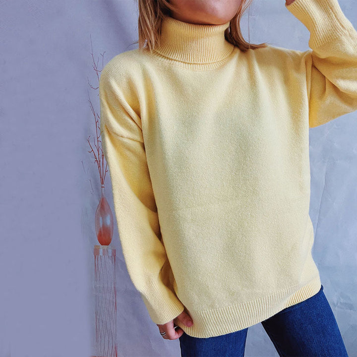 Drune | Einfarbiger Warmer Strickpullover Für Alltag