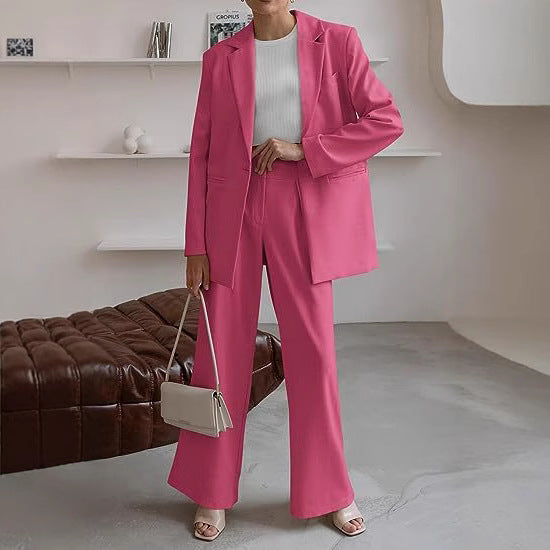 Damen nan Longblazer-Set mit kastiger Oversize-Silhouette, strukturierter Schulterpartie und hochtaillierter Palazzo-Hose Drune