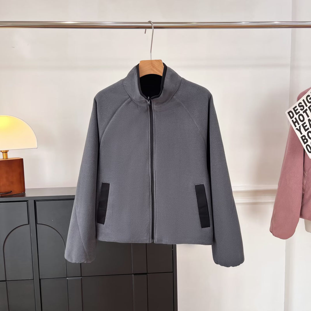 Damen Kuschelige Fleecejacke mit hohem Kragen und praktischen Eingrifftaschen Drune