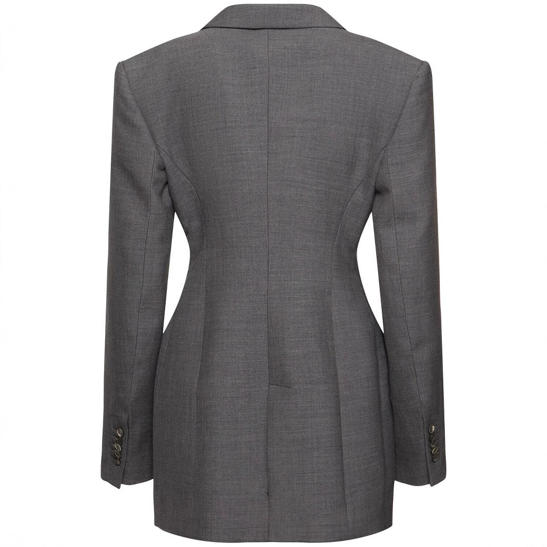 Damen Oversize-Blazer mit langer Silhouette und markanter Schulterpartie Drune