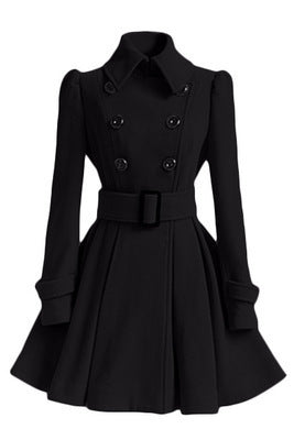 Damen moderner Trenchcoat mit tailliertem Schnitt und Doppelknöpfen Drune