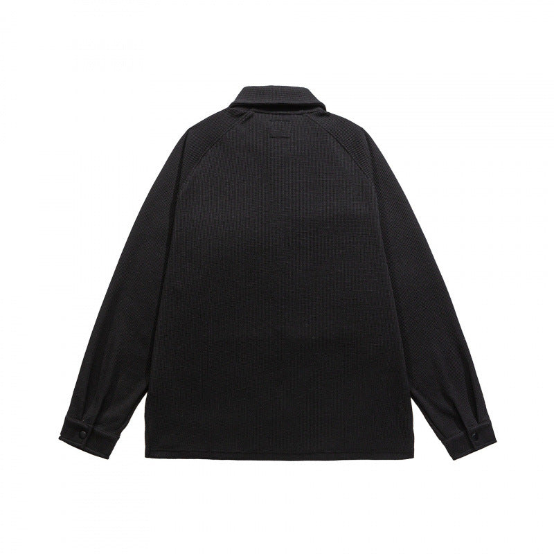 Herren Waffelstrick-Halbzip-Pullover mit Polokragen Drune