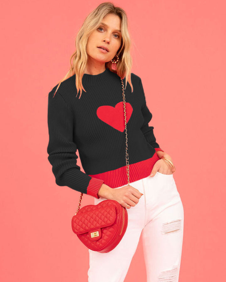 Damen Strickpullover mit Herzmuster Drune