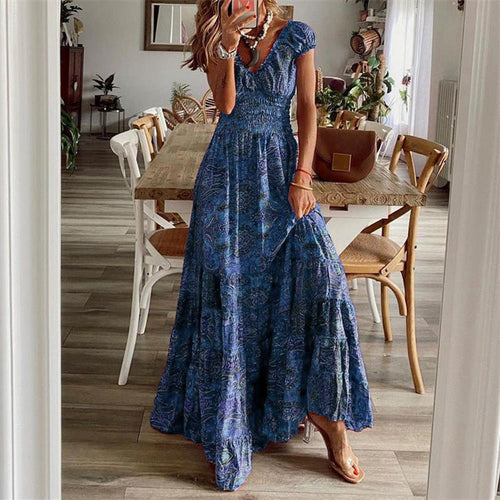 Damen Maxikleid Chiffon V-Ausschnitt